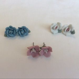 Donated. Porcelain Rose Earrings
